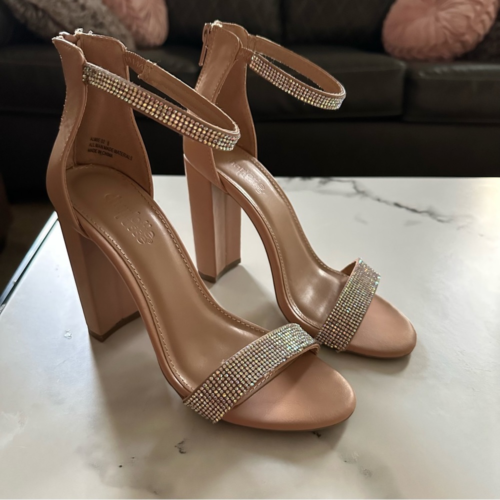 Charlotte Russe Nude Rhinestone Heels